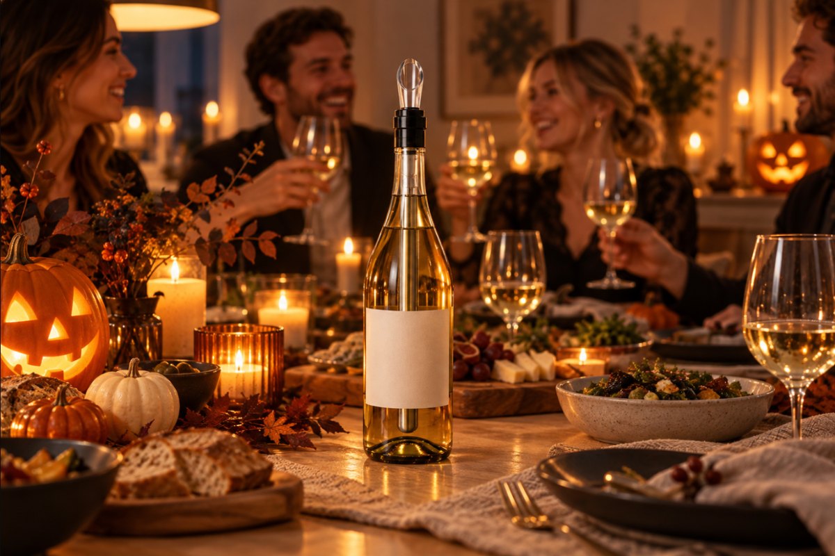 Vin på et Halloween-bord