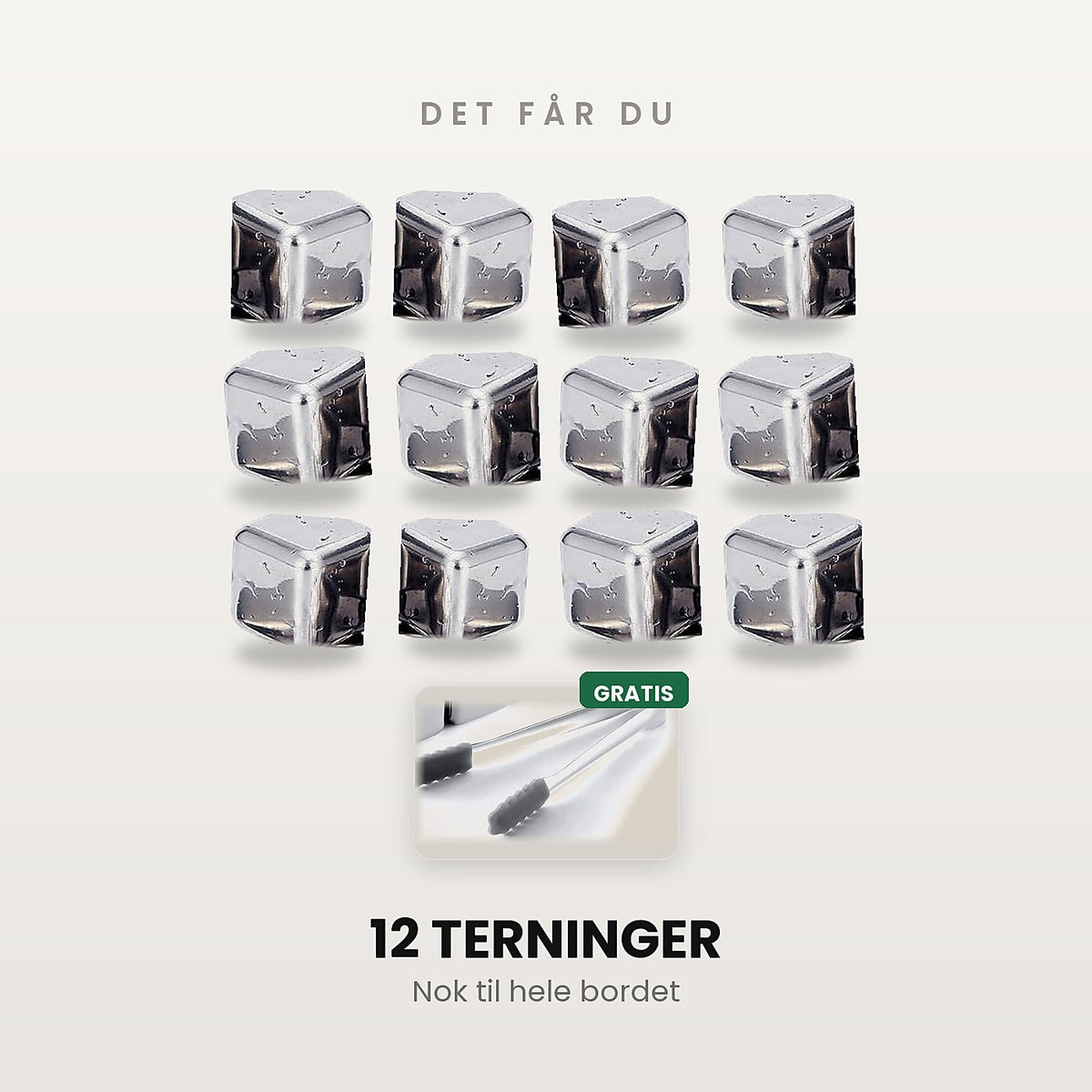 12 terninger med gratis tang