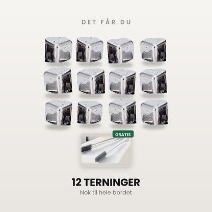 12 terninger med gratis tang