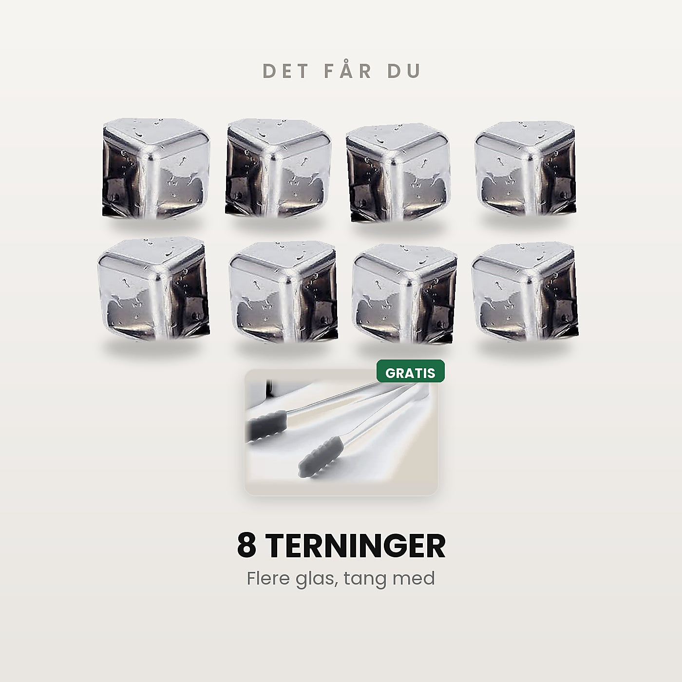 8 terninger med gratis tang